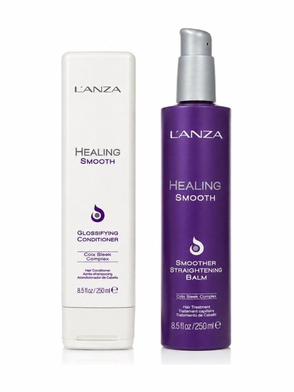 L’ANZA Healing Smooth Glossifying Conditioner & Straightening Balm 250ml Duo